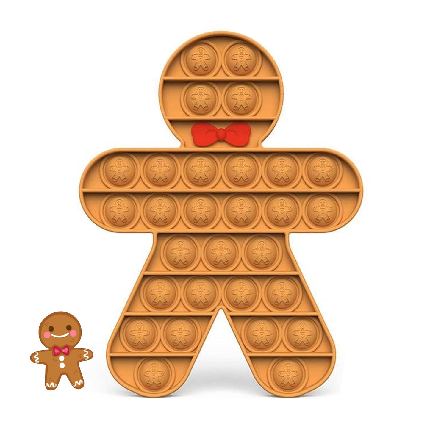 Woplagyreat Christmas Push Bubble Fidget Toy – Gingerbread Man Sensory Toy for Kids