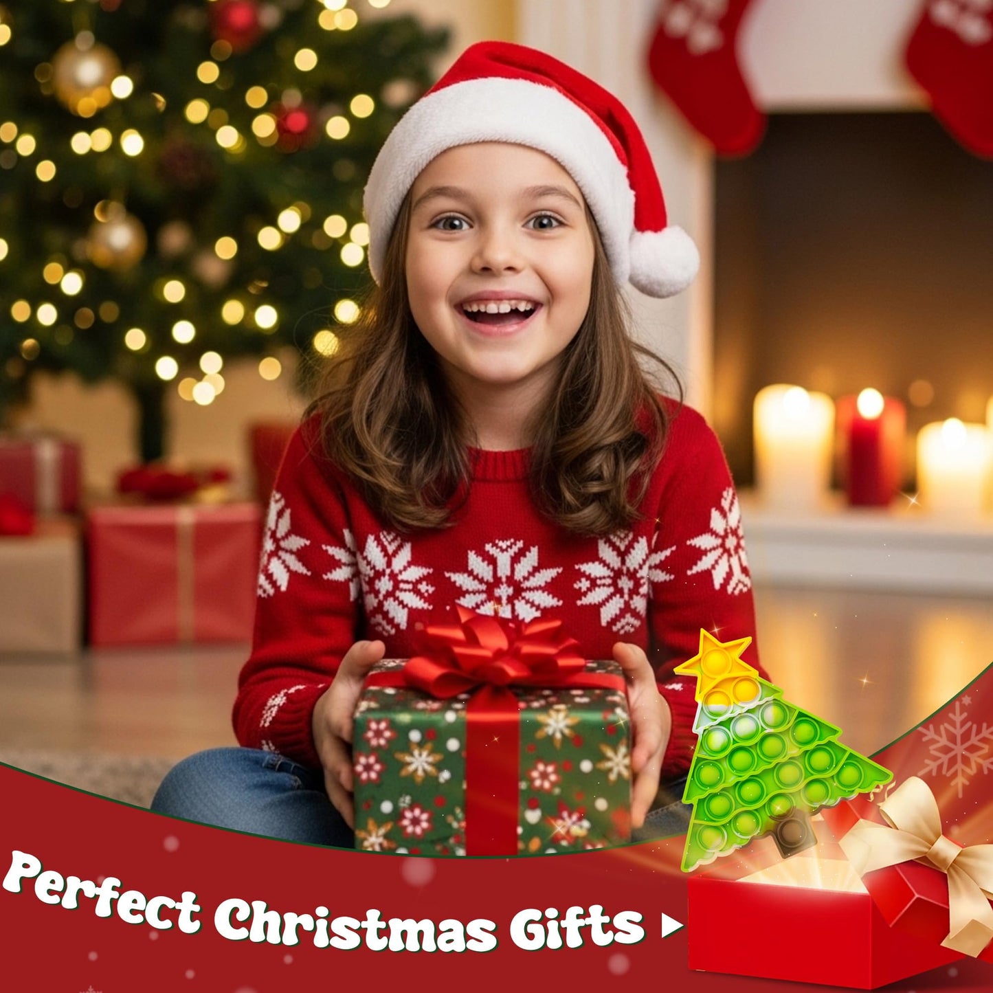 Woplagyreat Christmas Tree Fidget Toys – Push Bubble Pop Toy for Kids & Adults
