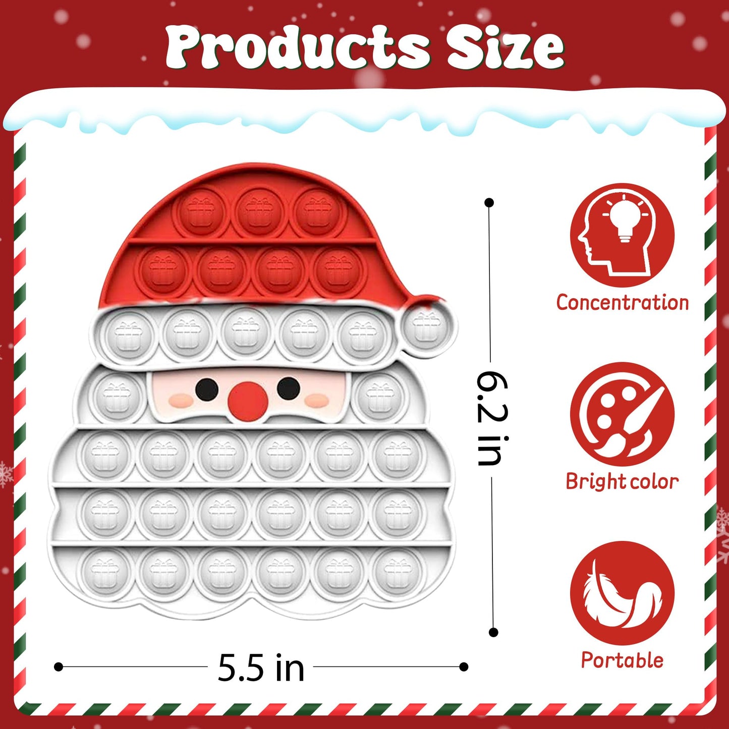 Woplagyreat Christmas Fidget Santa Bubble Toy – Silicone Sensory Pop for Kids & Adults