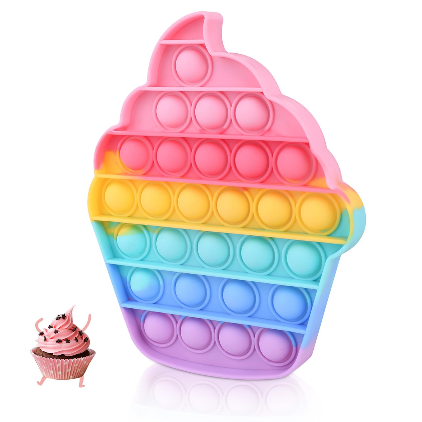 Woplagyreat Push Bubble Cupcake Fidget Toy – Silicone Cupcake Sensory Game for Stress Relief
