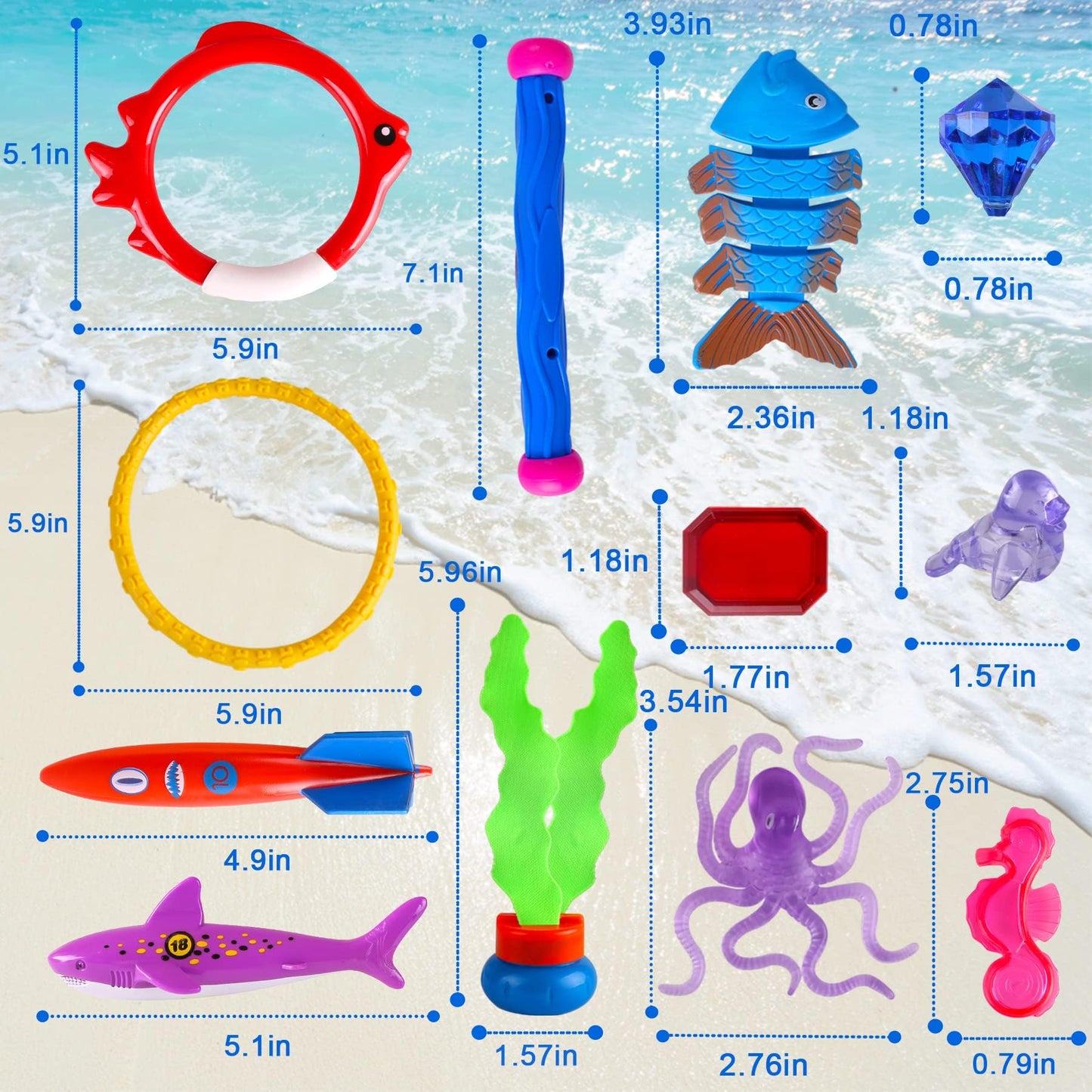 Woplagyreat 40 Pack Summer Pool Diving Toys for Kids – Safe, Colorful Underwater Games
