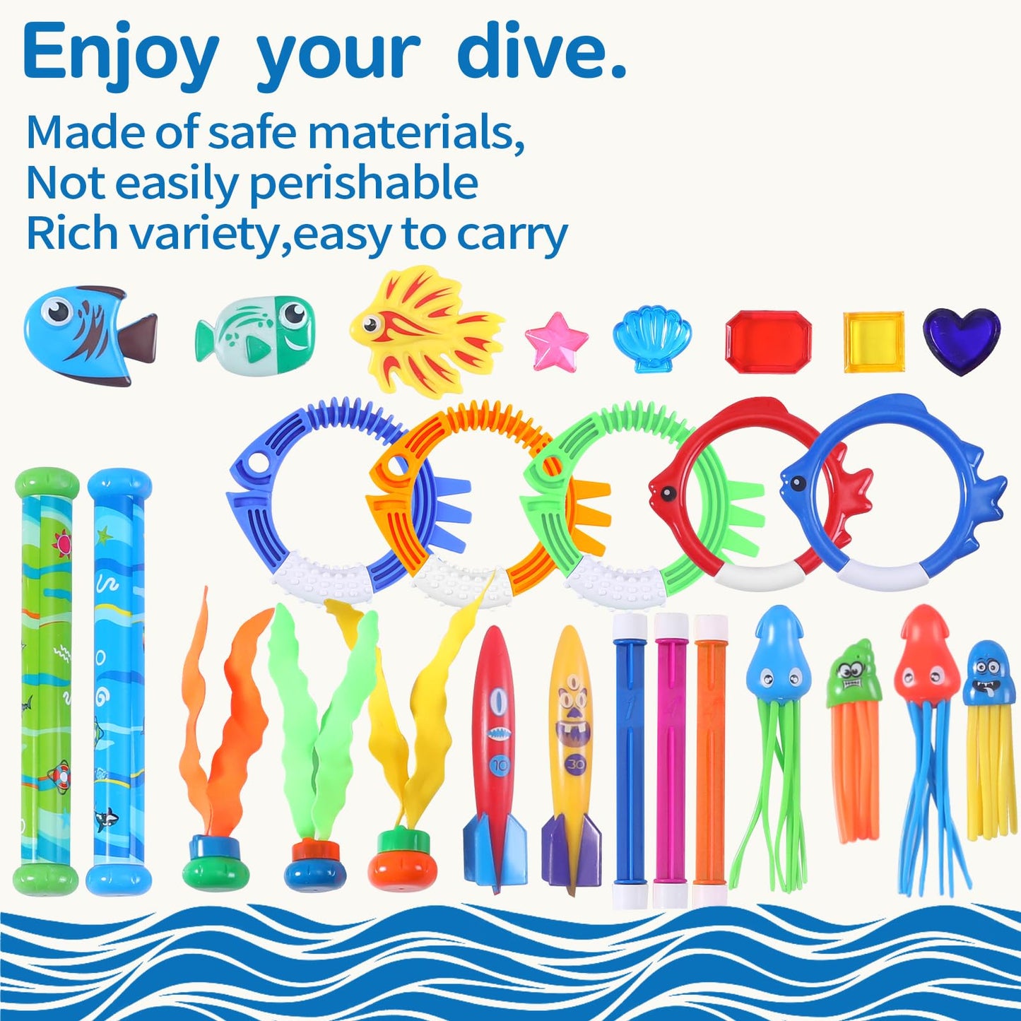 Woplagyreat 30 Packs Pool Diving Toys for Kids – Pool Games & Treasure Set