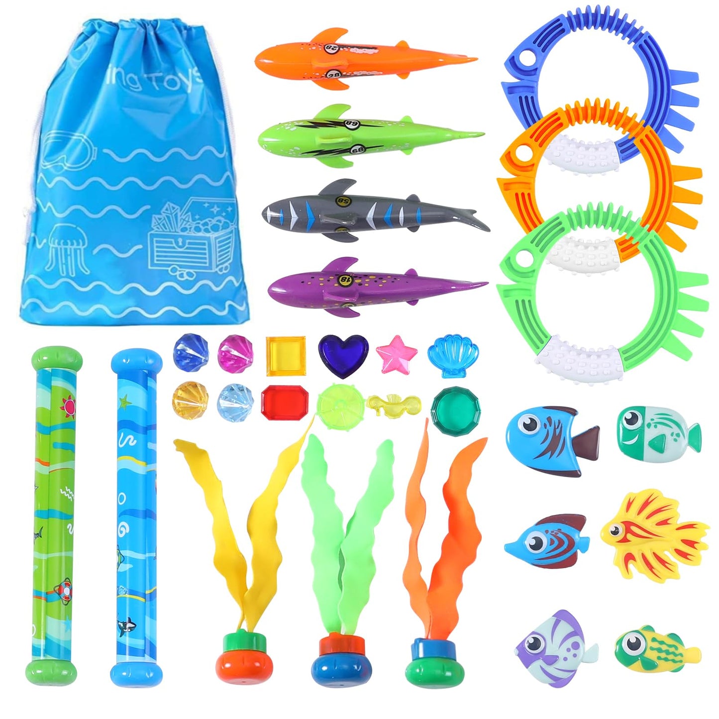 Woplagyreat 30 Packs Pool Diving Toys for Kids – Pool Games & Treasure Set
