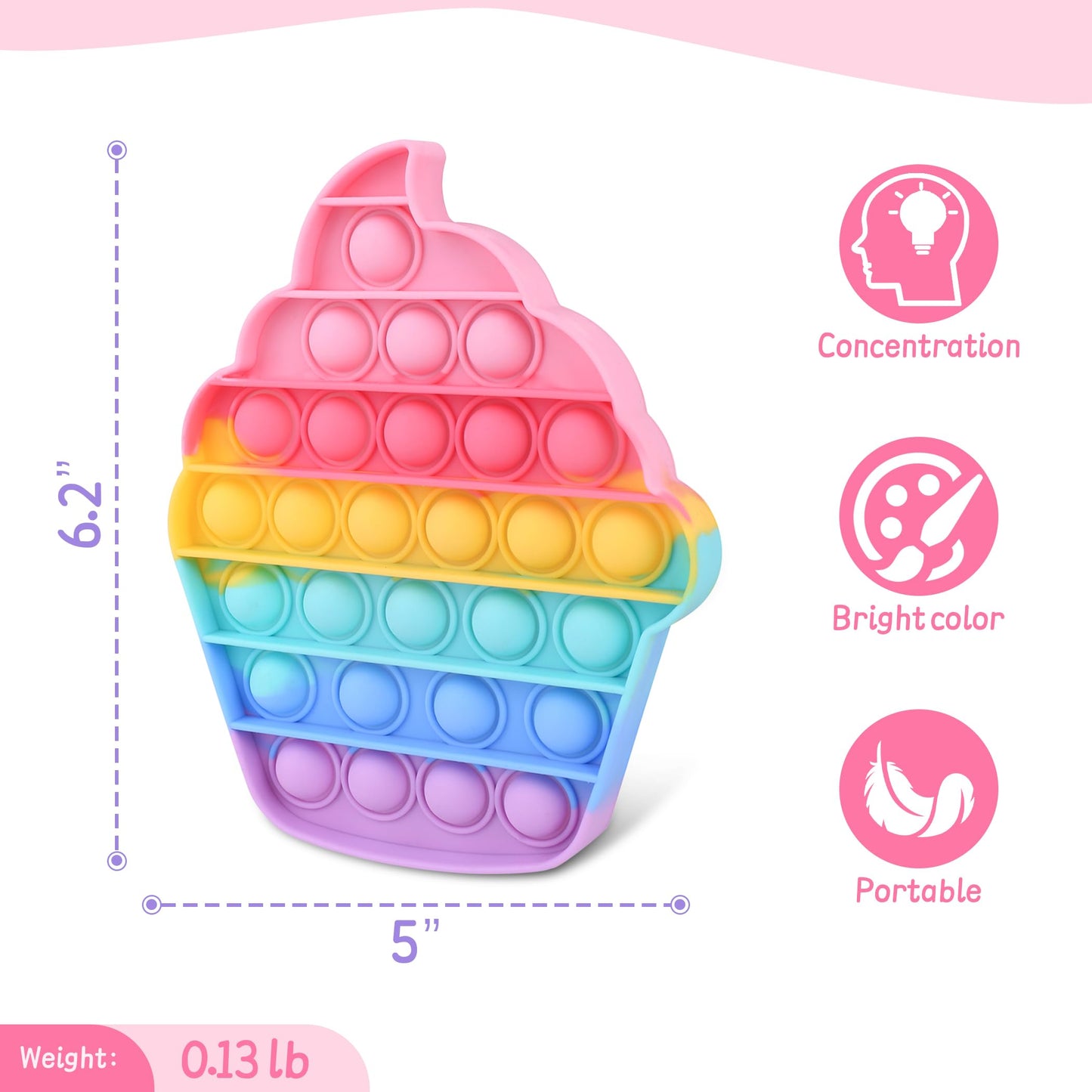 Woplagyreat Push Bubble Cupcake Fidget Toy – Silicone Cupcake Sensory Game for Stress Relief