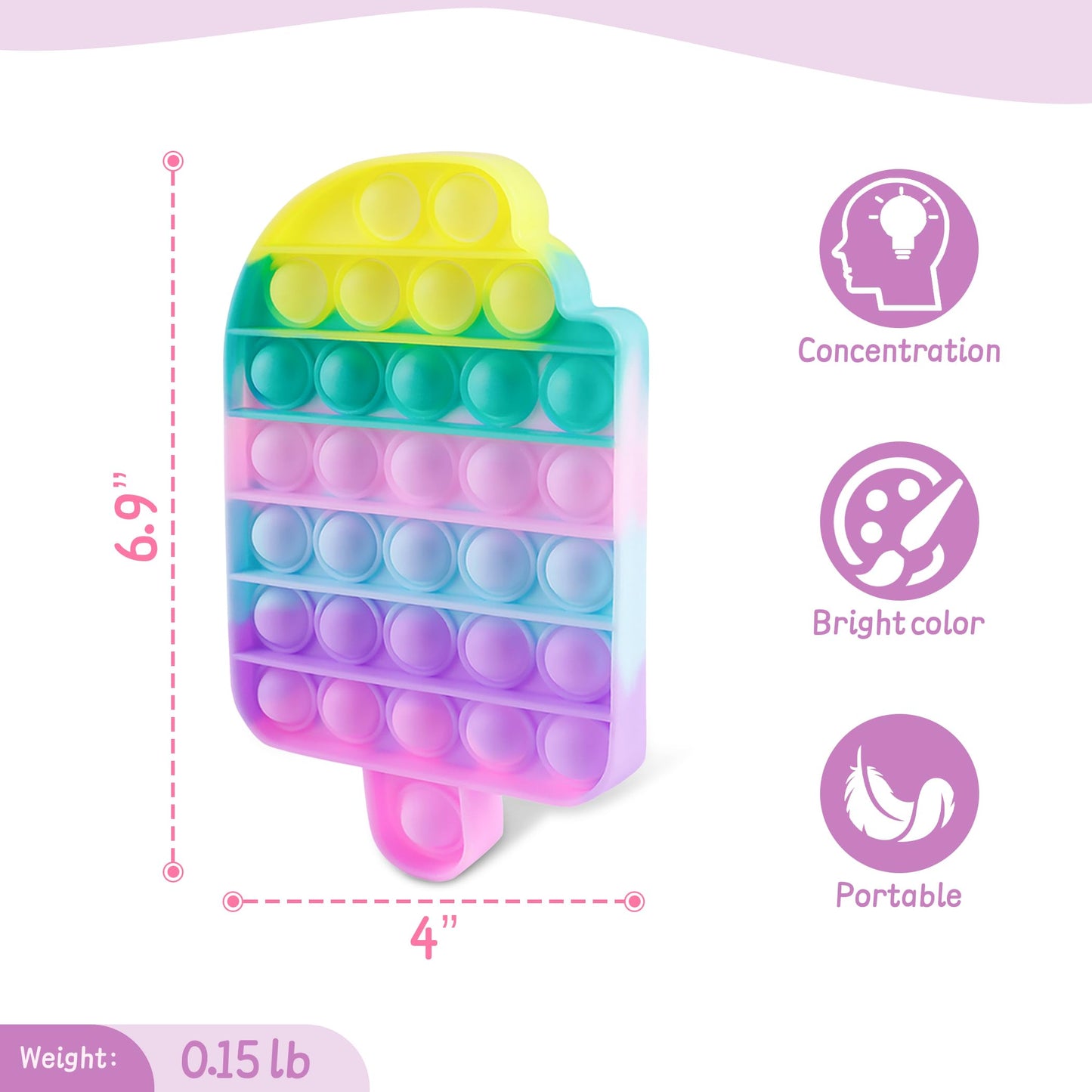 Woplagyreat Ice Cream Fidget Toys – Push Bubble Sensory Toy for Kids & Adults