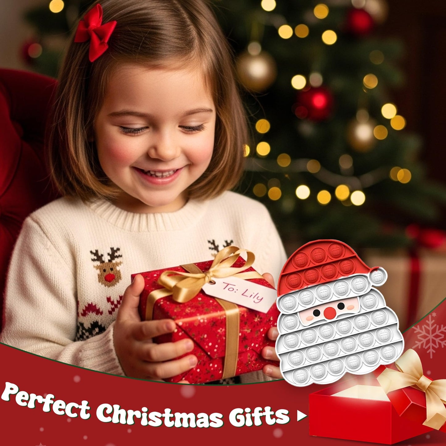 Woplagyreat Christmas Fidget Santa Bubble Toy – Silicone Sensory Pop for Kids & Adults