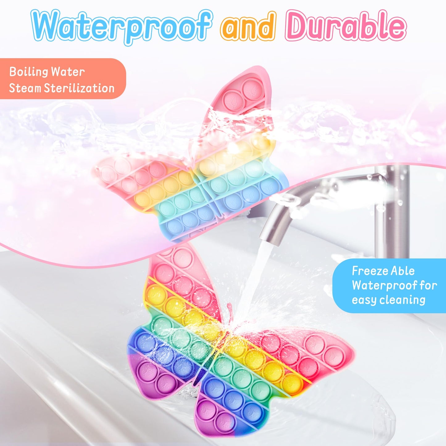 Woplagyreat Kids Fidget Butterfly Push Bubble Toy – Sensory Toy for All Ages | Travel, Office, Classroom