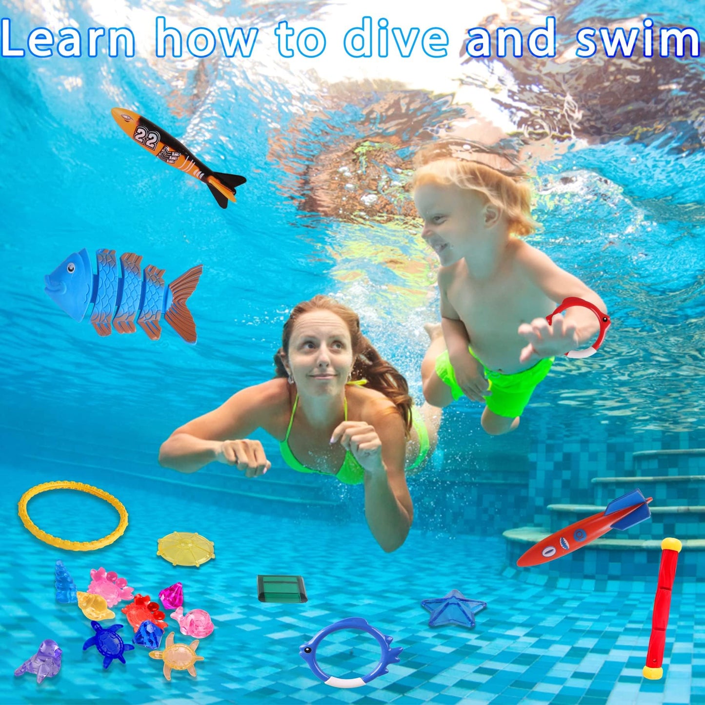 Woplagyreat 40 Pack Summer Pool Diving Toys for Kids – Safe, Colorful Underwater Games