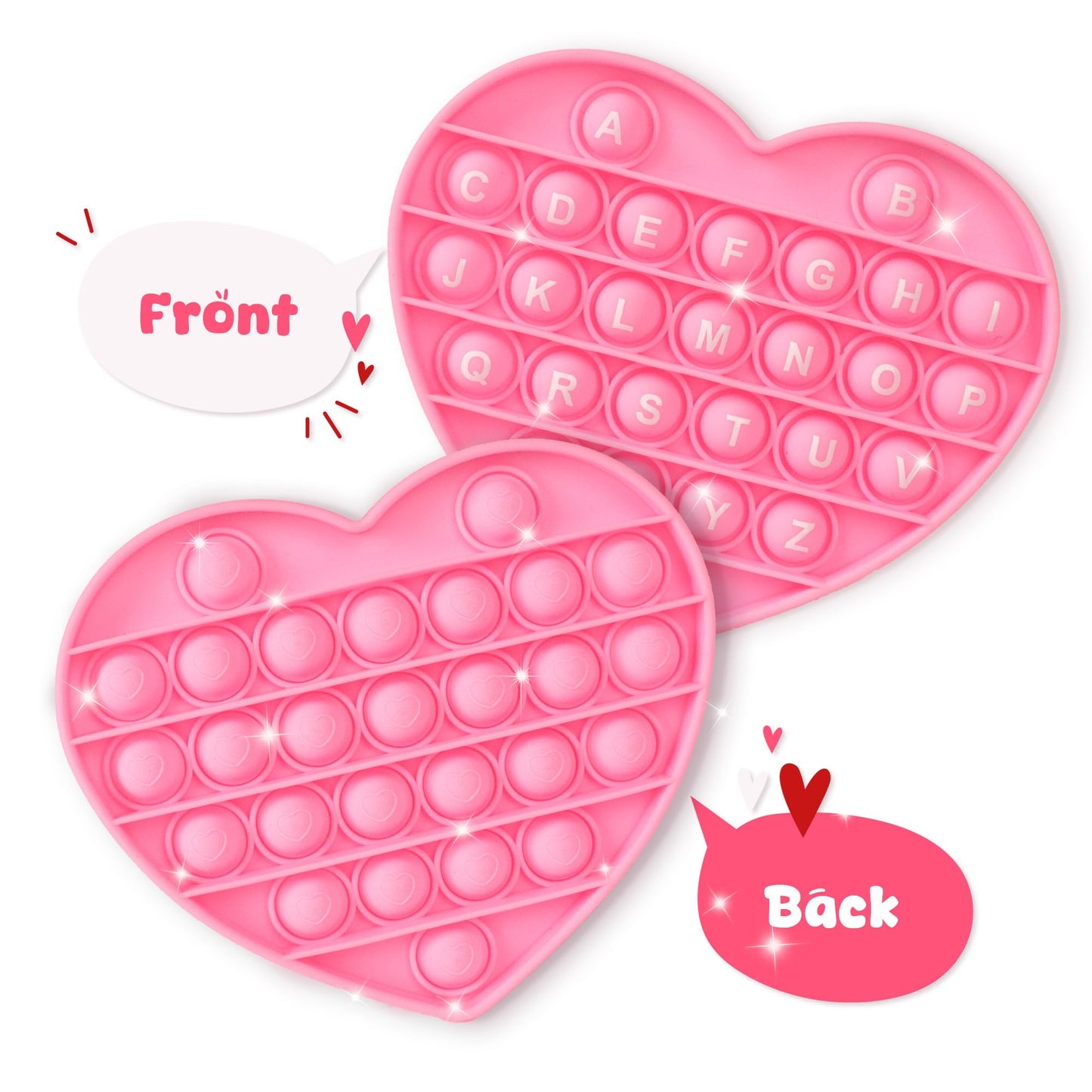 Woplagyreat Valentines Fidget Toy – Pink Heart Bubble Pop Sensory Toy for Kids & Adults
