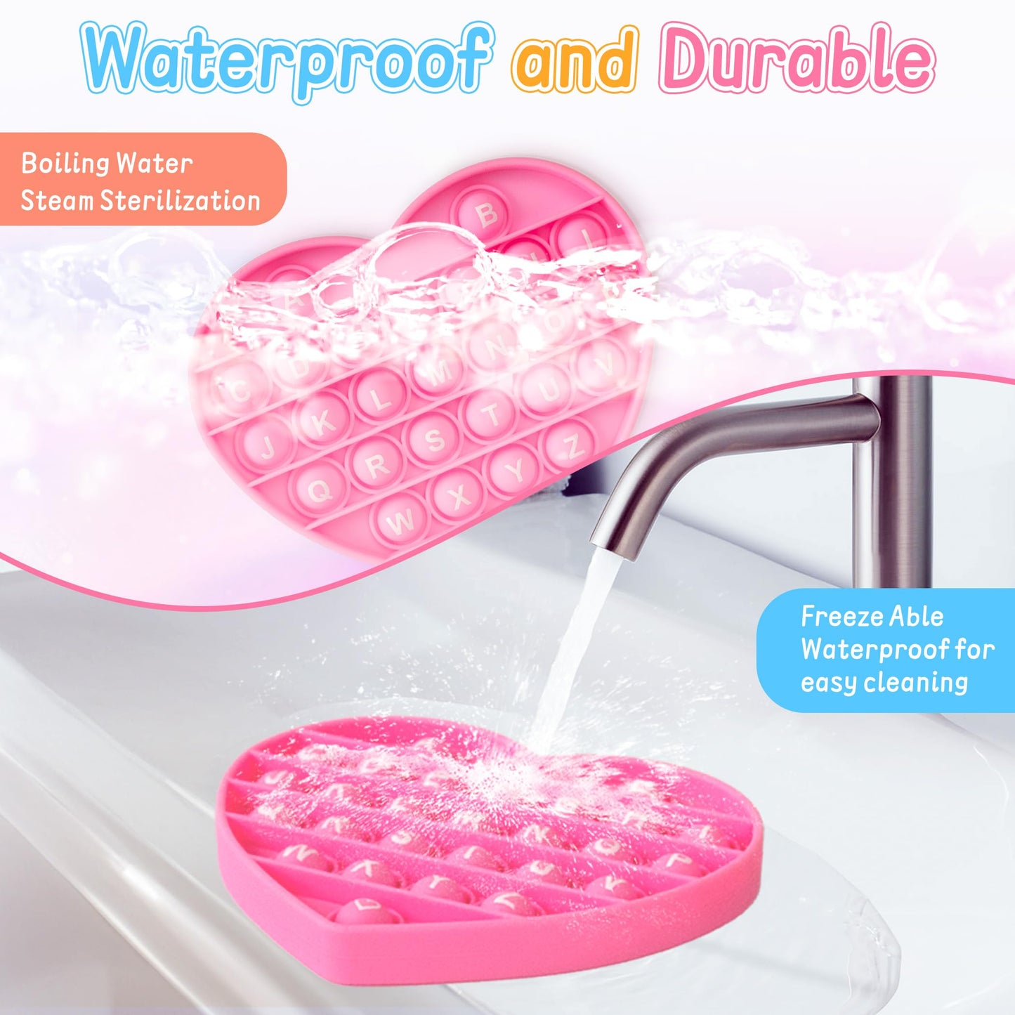 Woplagyreat Valentines Fidget Toy – Pink Heart Bubble Pop Sensory Toy for Kids & Adults