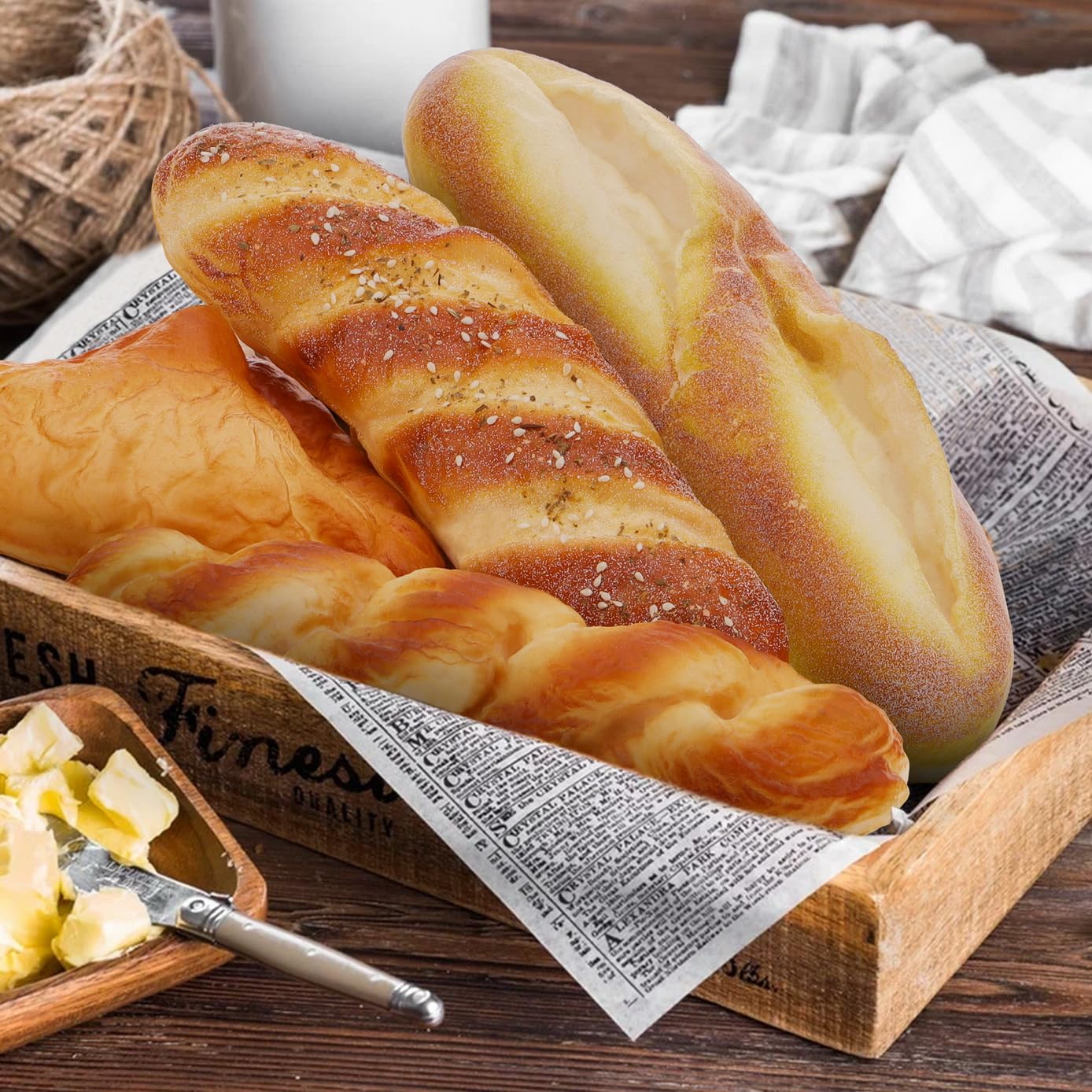 Woration 4-Pc Artificial Bread Set – Realistic Faux Baguette Models