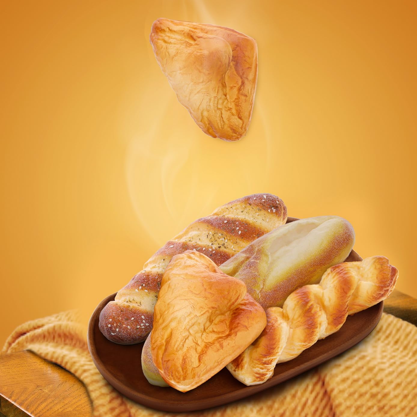 Woration 4-Pc Artificial Bread Set – Realistic Faux Baguette Models