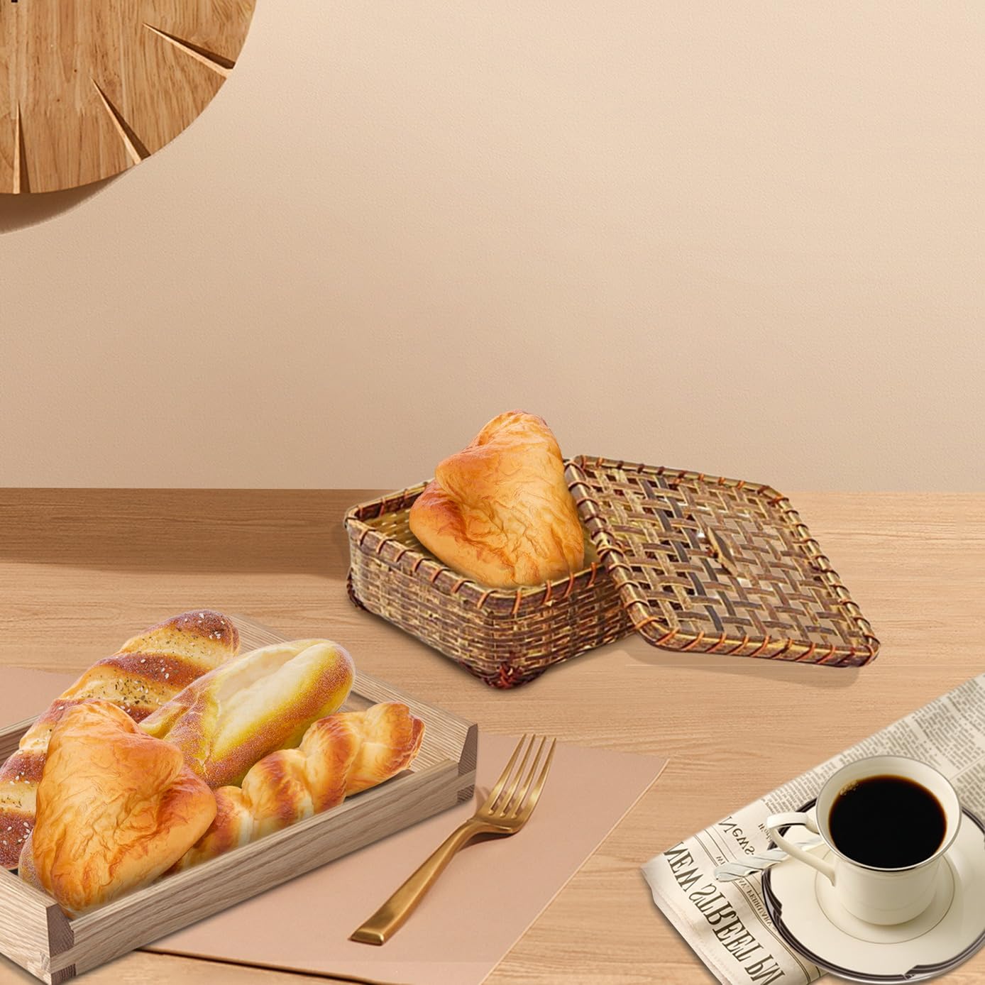Woration 4-Pc Artificial Bread Set – Realistic Faux Baguette Models