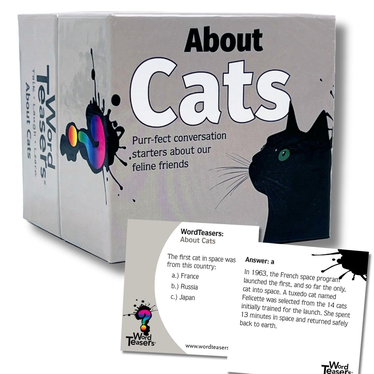 Word Teasers Cat Trivia Game for All Ages – 150 Cards of Funny Cat Facts