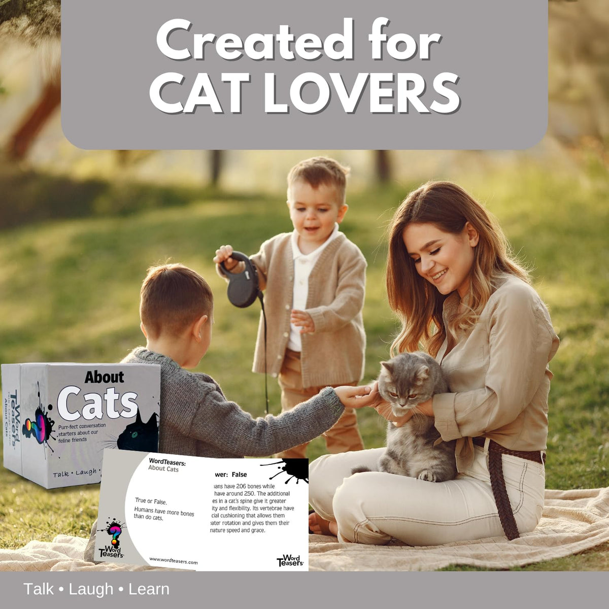 Word Teasers Cat Trivia Game for All Ages – 150 Cards of Funny Cat Facts