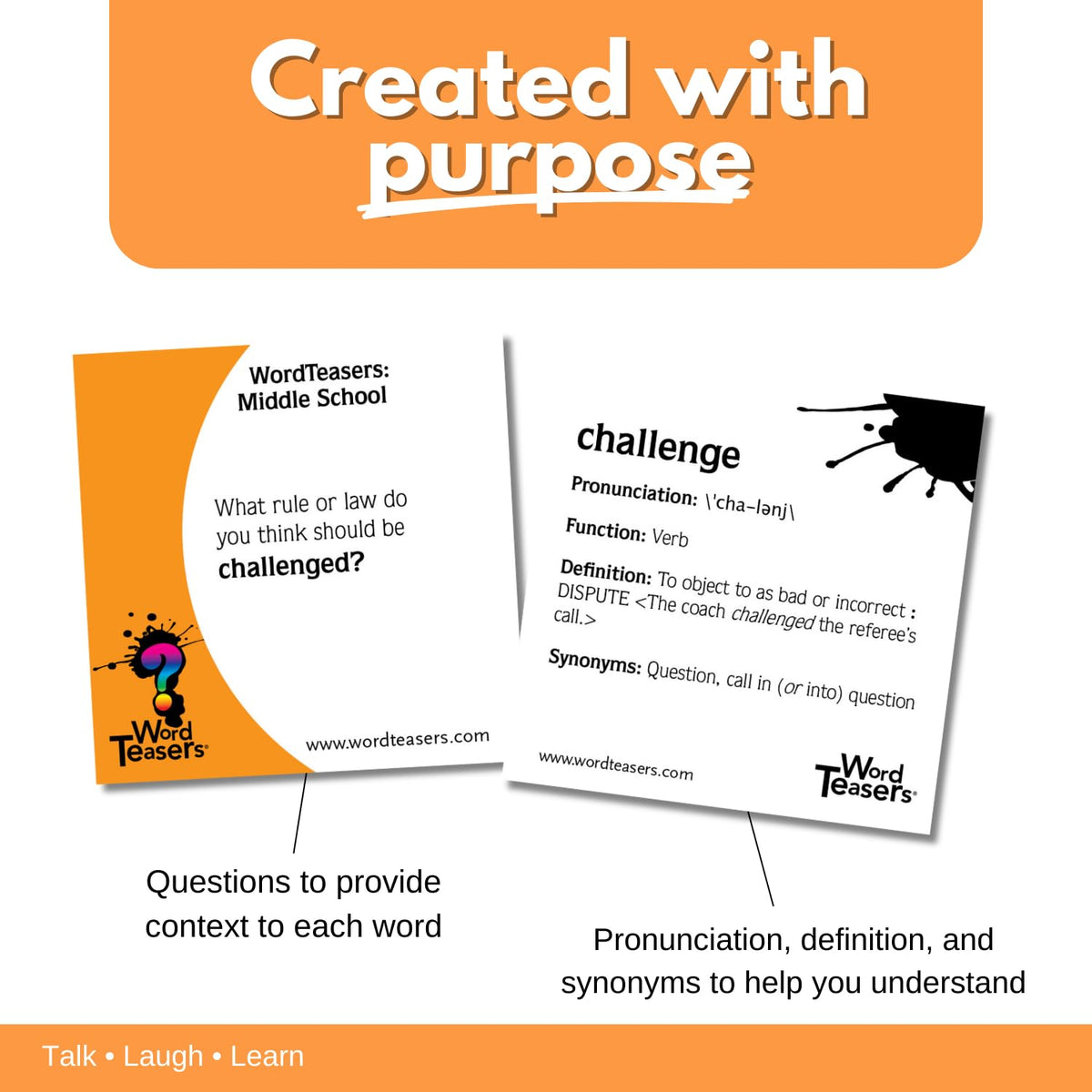 WORD TEASERS Middle School: 150 Vocabulary Flash Cards & Conversation Cards for Kids 10–13