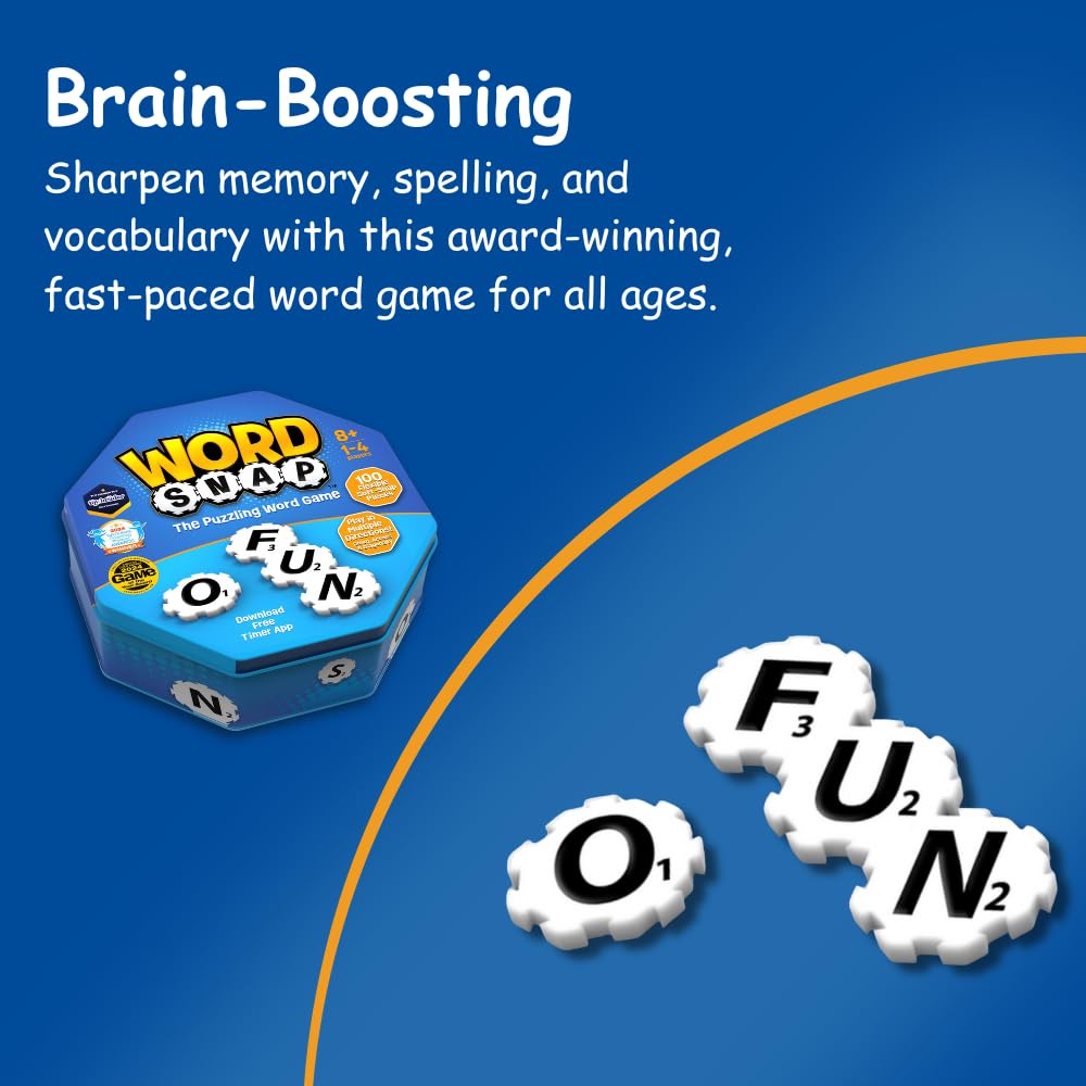 WordSnap Word Strategy Game | Travel-Sized Word Puzzle for Adults, Families & Kids (Ages 8+) | 1-4 Players