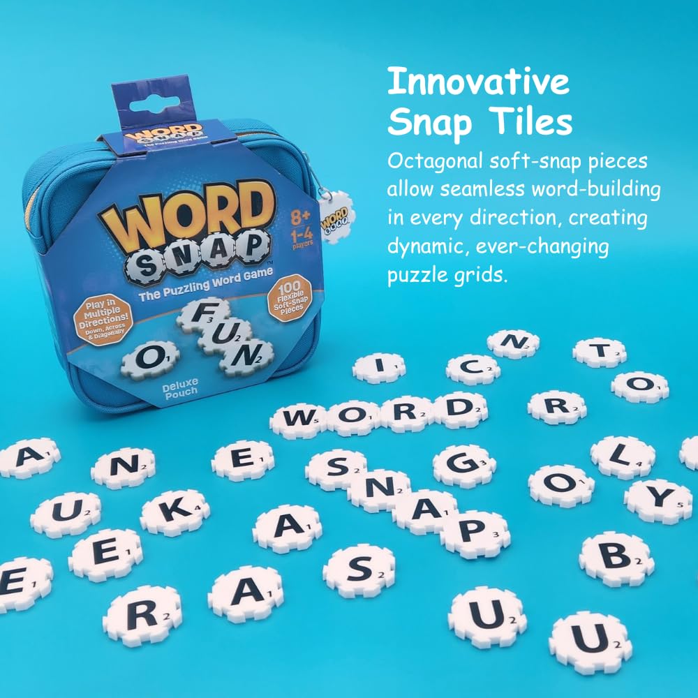 WordSnap Word Strategy Game with Travel Bag – Family Word Puzzle for Ages 8+, 1-4 Players