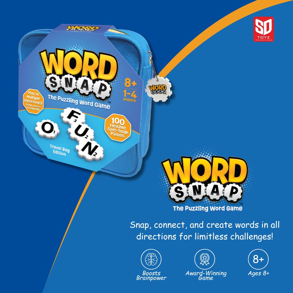 WordSnap Word Strategy Game with Travel Bag – Family Word Puzzle for Ages 8+, 1-4 Players