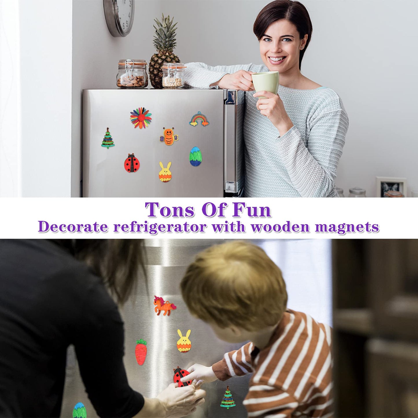 Worgree DIY Wooden Magnets Kit — 36 Pcs for Kids Arts & Crafts (Ages 4–12)