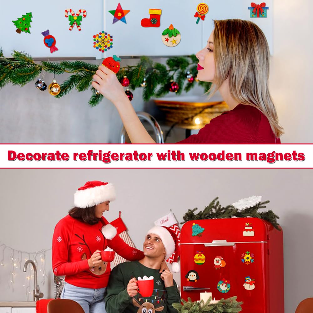 Worgree Christmas Crafts for Kids – 36pc DIY Wooden Magnets Kit for Ages 4-12