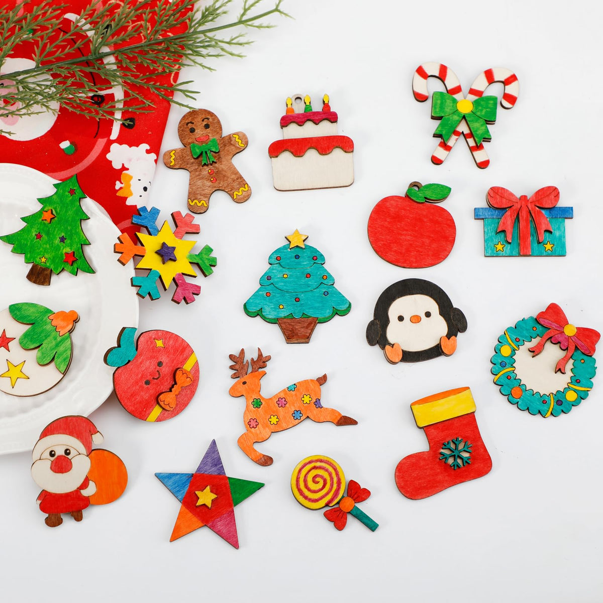Worgree Christmas Crafts for Kids – 36pc DIY Wooden Magnets Kit for Ages 4-12