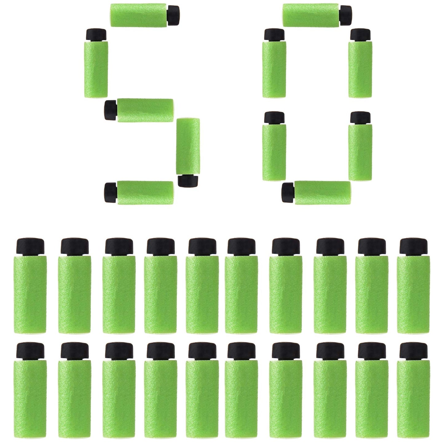WORKER 50Pcs Stefan 36mm Short Darts for Nerf – Green Black