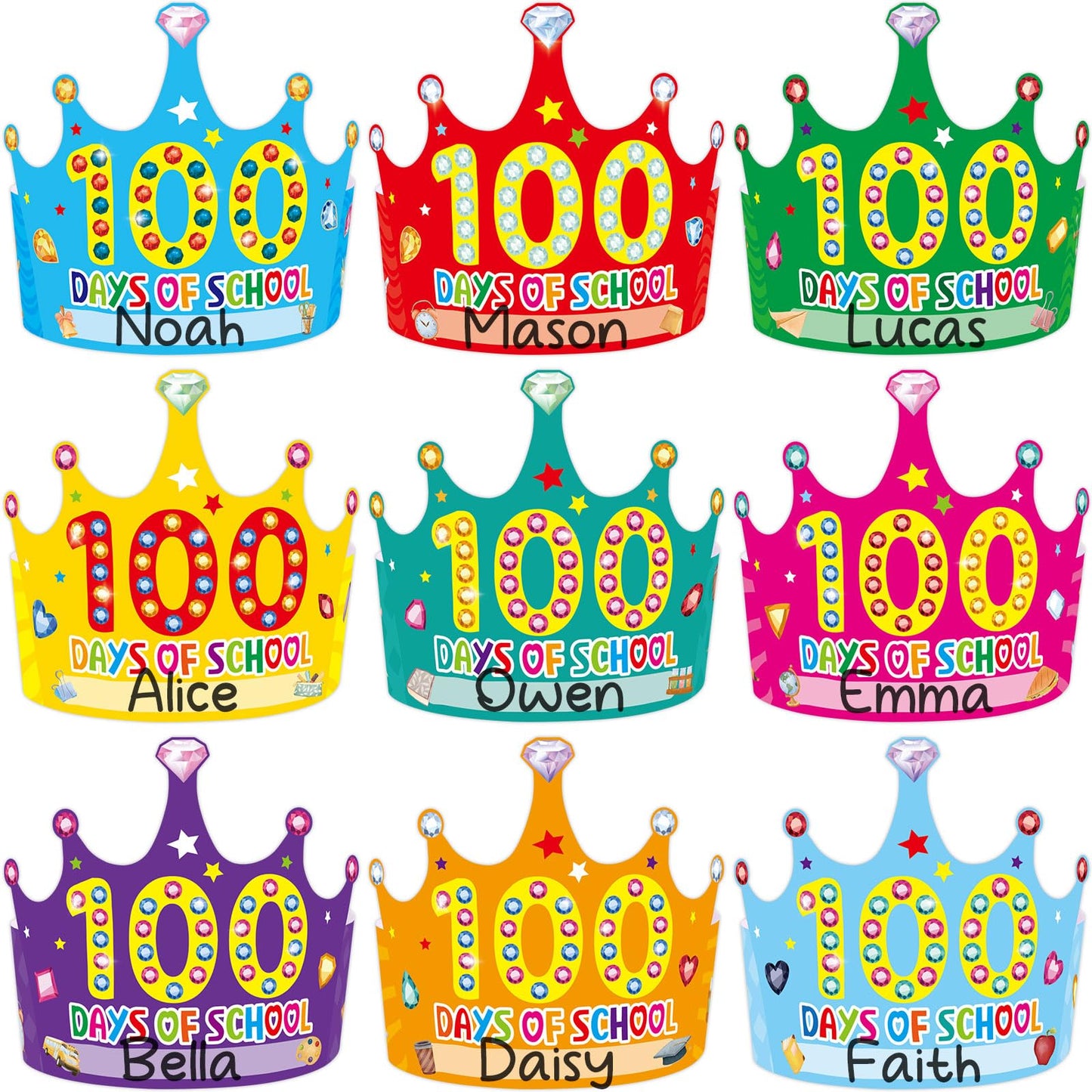 WorldBazaar 100 Days of School Crowns – 36 Pack