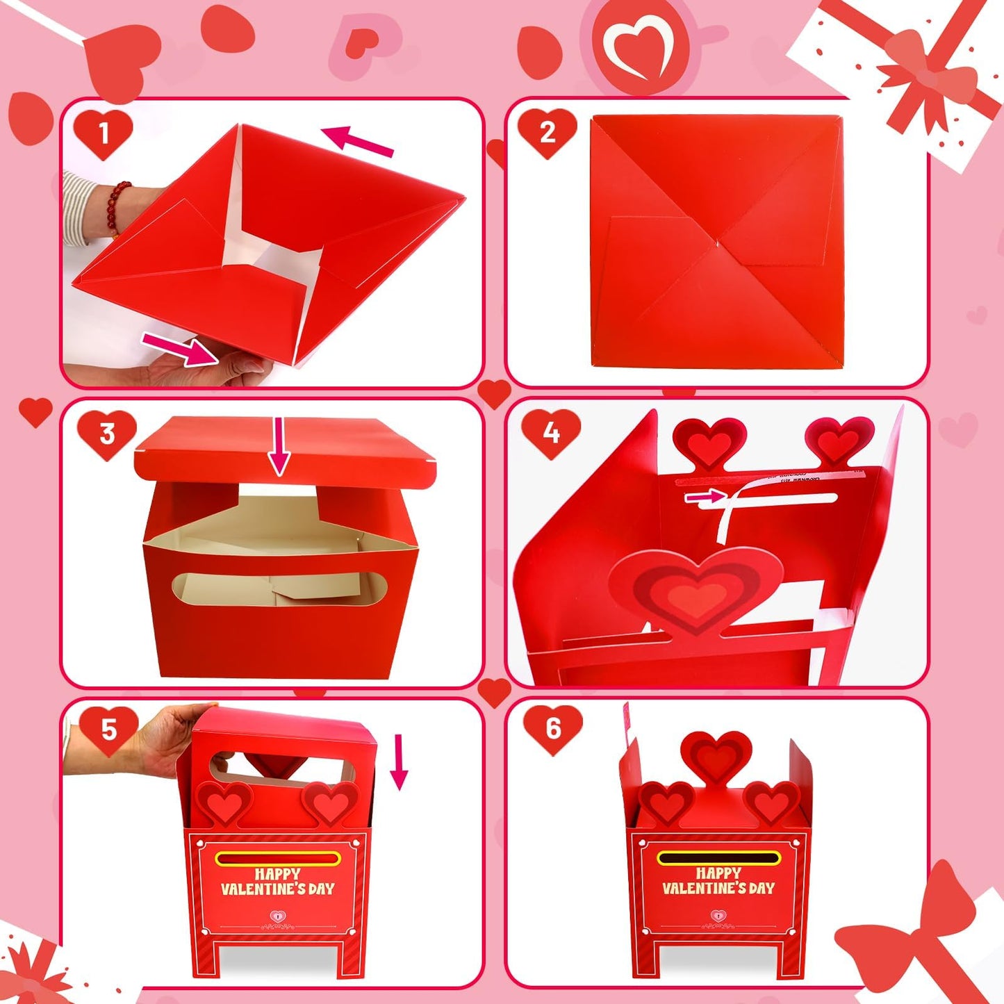 WorldBazaar Valentines Day Mailbox with Cards & Envelopes — 30 Pack DIY Classroom Craft