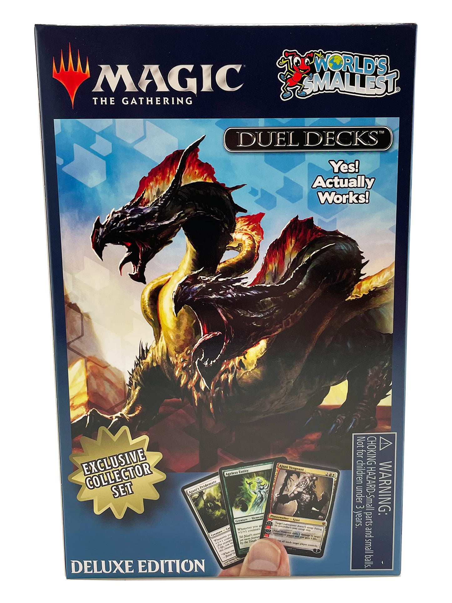 World's Smallest MTG Exclusive Collector Set – Ajani vs Nicol Bolas, Heroes vs Monsters + Dice