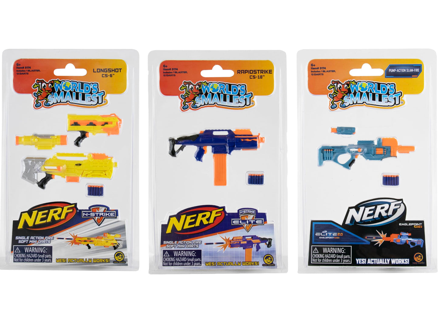 World’s Smallest Nerf Elite 2.0 Blasters – Set of 3 (Palm-Sized Action)