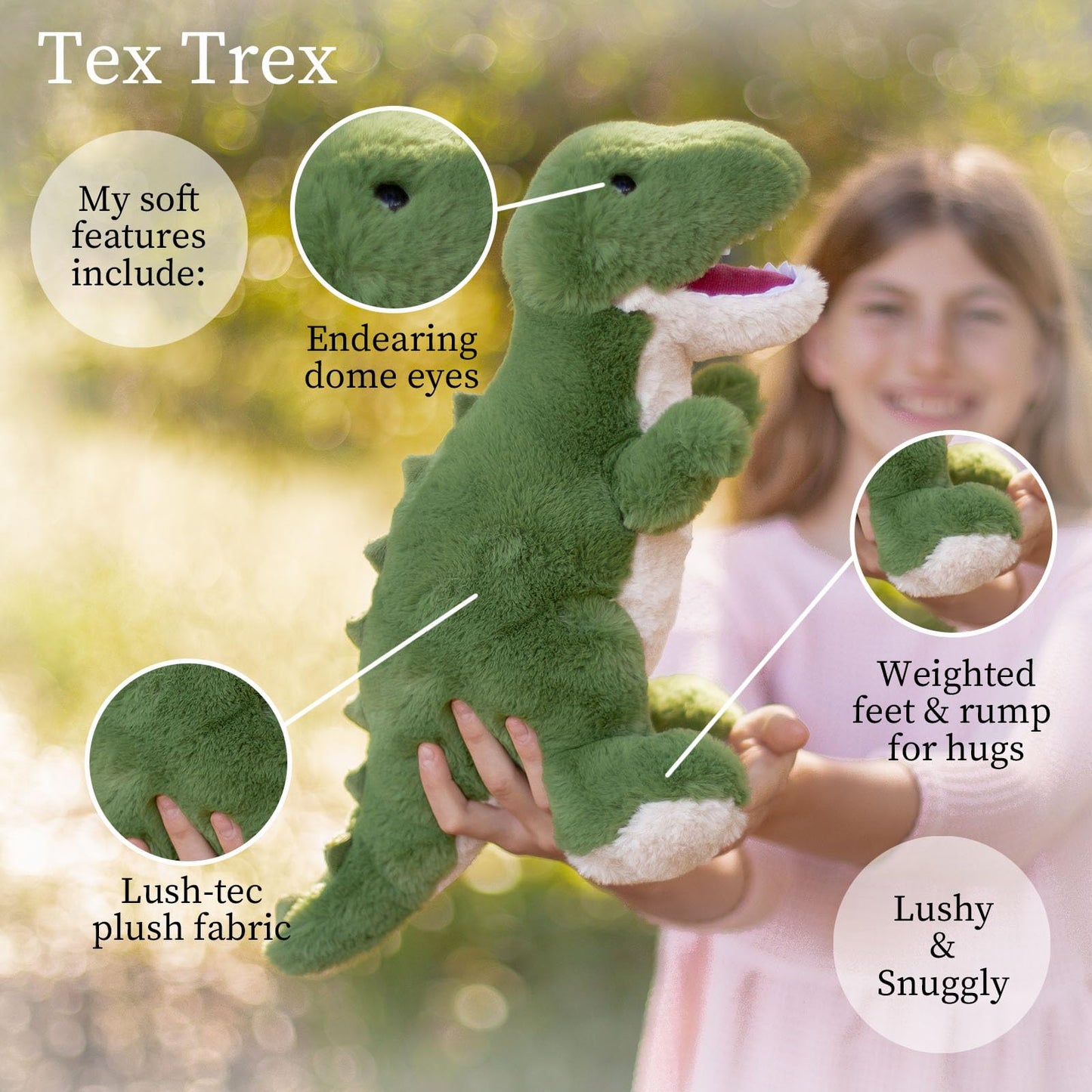 World's Softest Lushee Tex Trex 16-Inch Plush – Ultra-Soft, Safe, Cuddly Toy