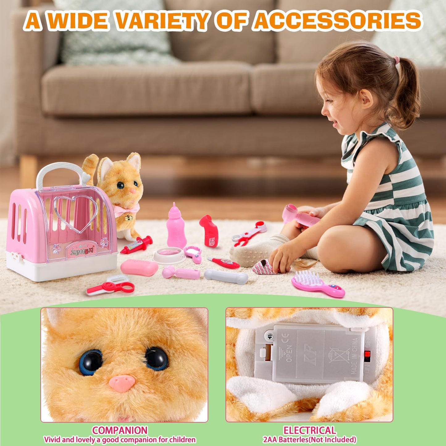 WorWoder 15PC Robot Plush Cat — Interactive Meowing Kitten Toy for Kids