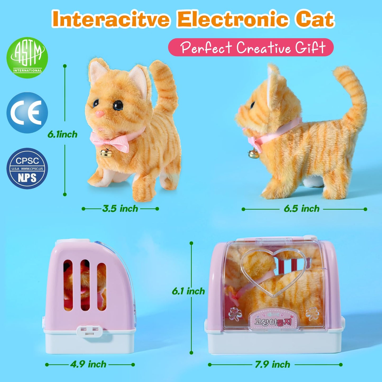 WorWoder 15PC Robot Plush Cat — Interactive Meowing Kitten Toy for Kids