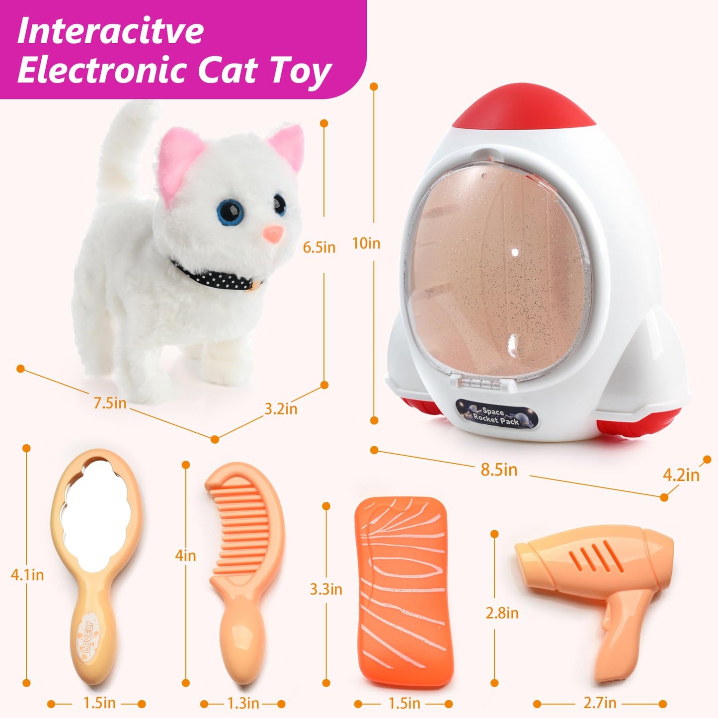 WorWoder Electronic Interactive Plush Cat – Battery Operated Toy Kitten for Kids