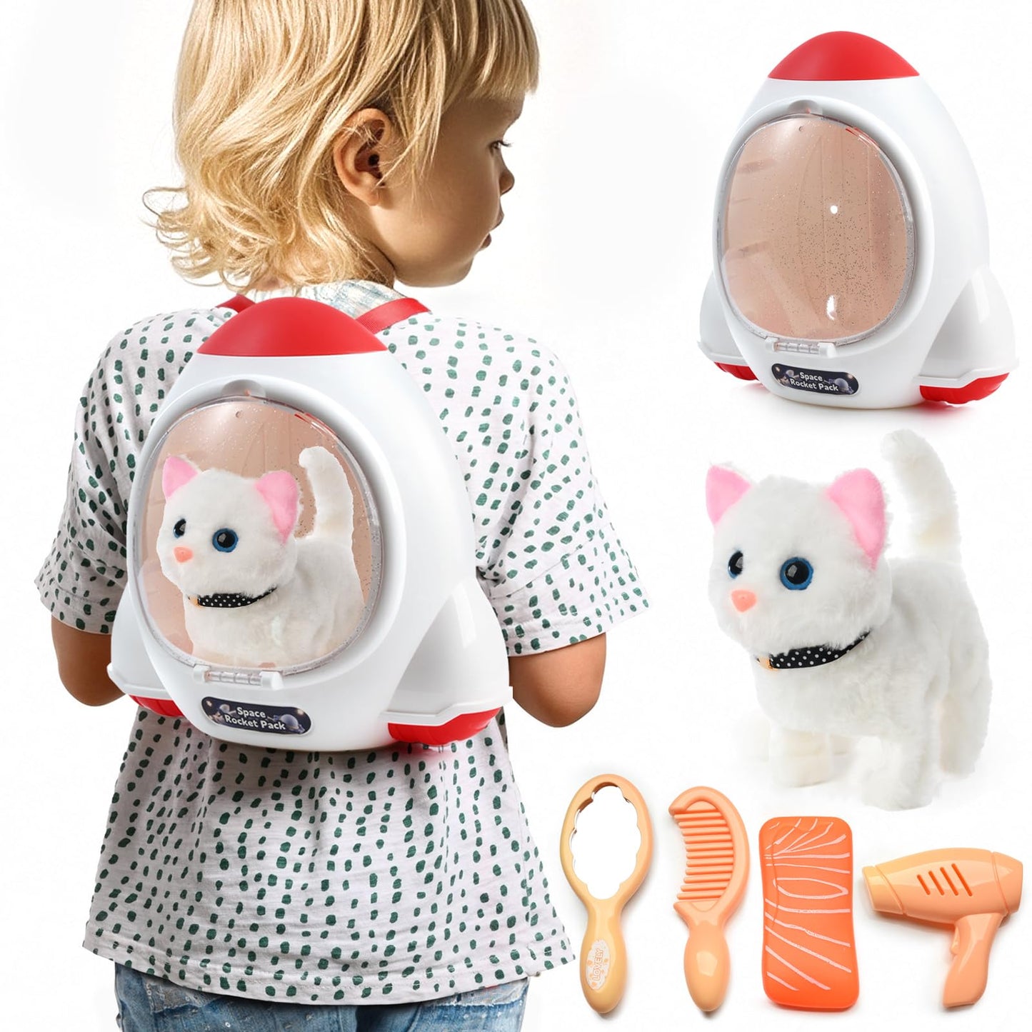 WorWoder Electronic Interactive Plush Cat – Battery Operated Toy Kitten for Kids