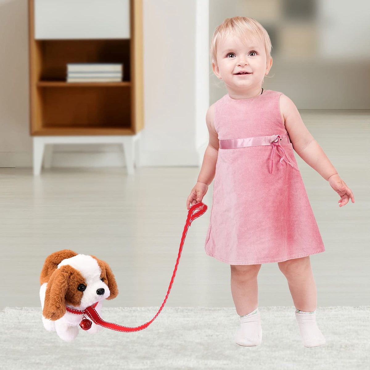 WorWoder Plush Saint Bernard Toy Puppy – Interactive Walking, Barking & Tail Wagging