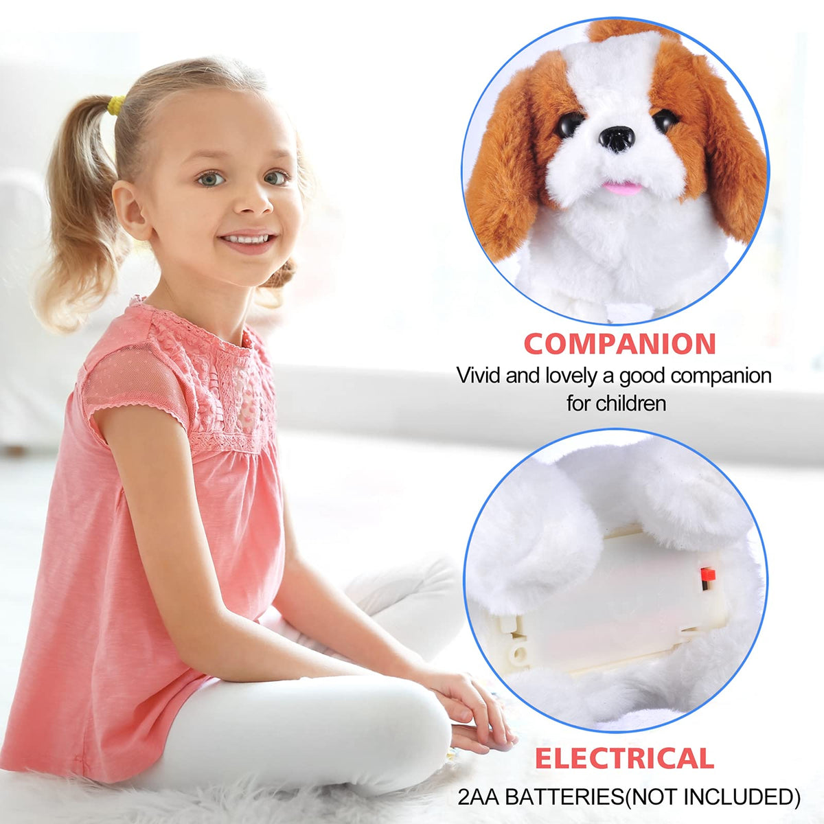WorWoder Plush Saint Bernard Toy Puppy – Interactive Walking, Barking & Tail Wagging