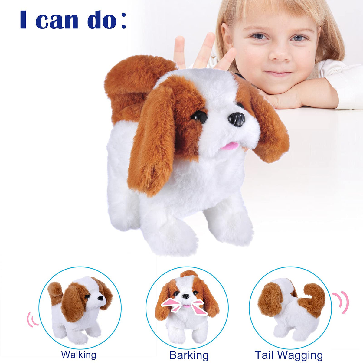 WorWoder Plush Saint Bernard Toy Puppy – Interactive Walking, Barking & Tail Wagging