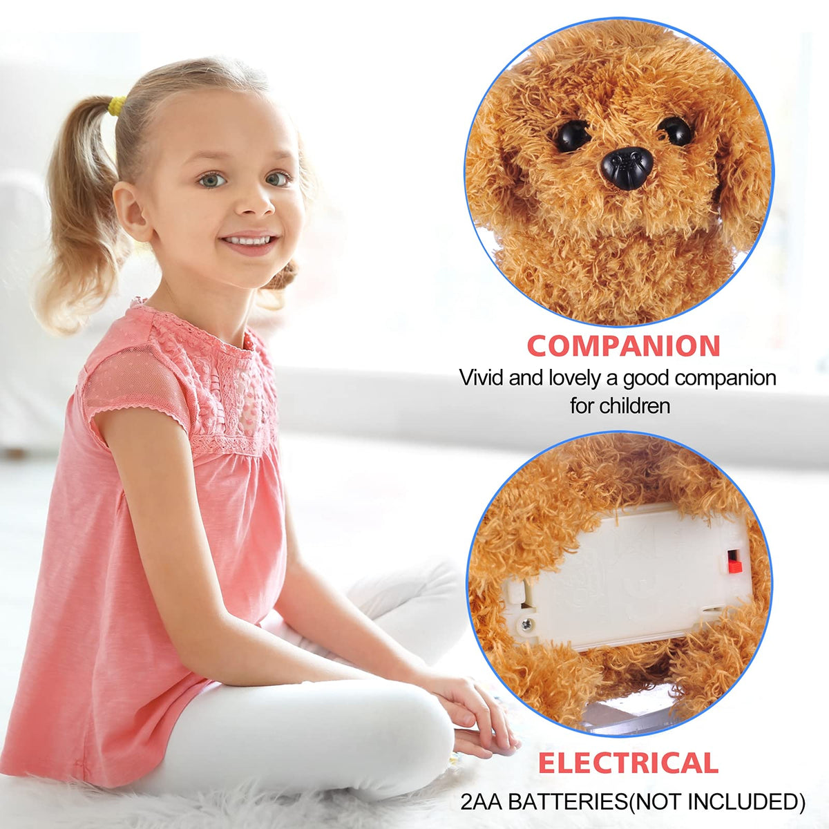 WorWoder Plush Teddy Dog — Interactive Walking & Barking Toy for Kids