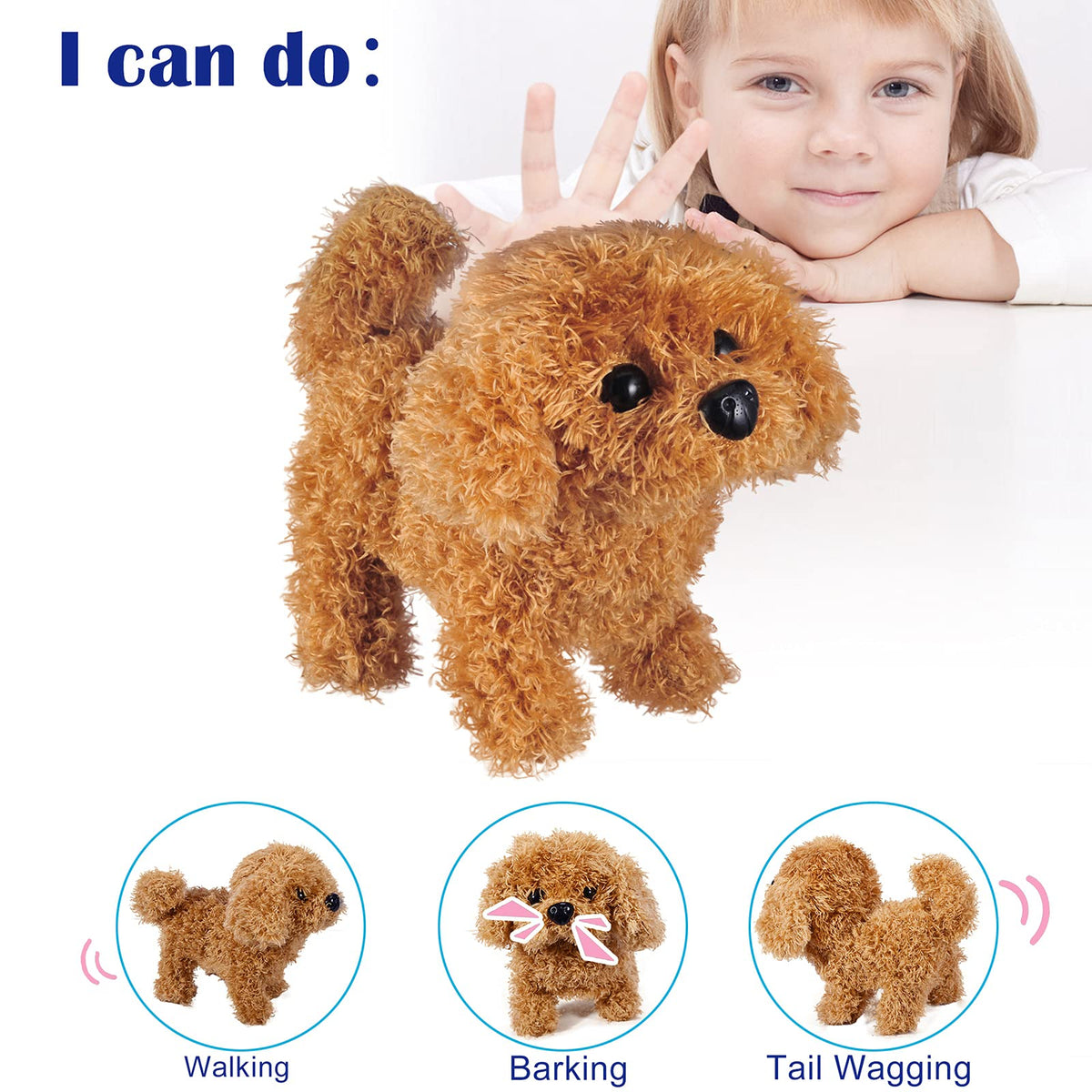 WorWoder Plush Teddy Dog — Interactive Walking & Barking Toy for Kids