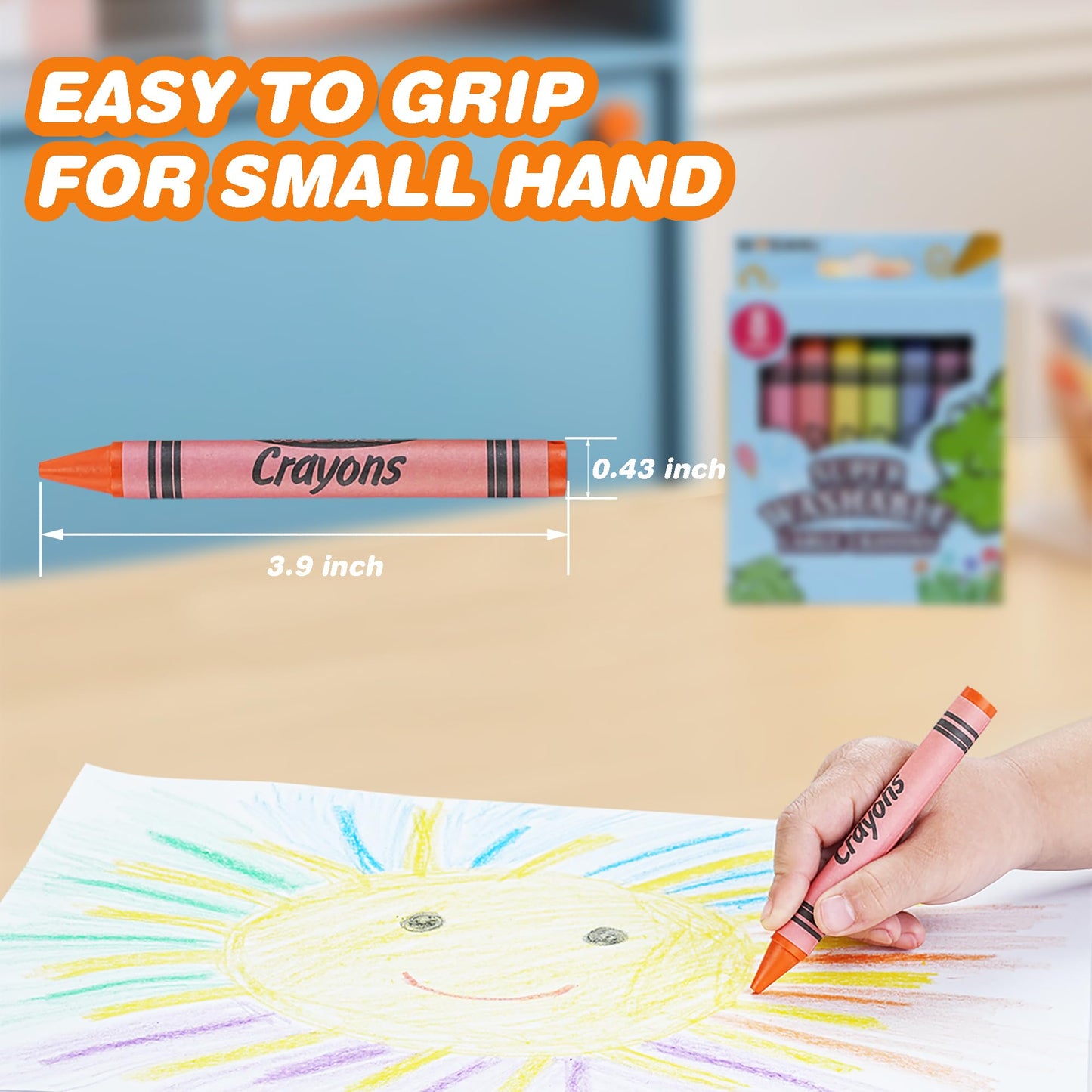 WOSWEL Super Washable Jumbo Crayons – 24 Pack, Non-Toxic Easy-Grip for Toddlers & Kids