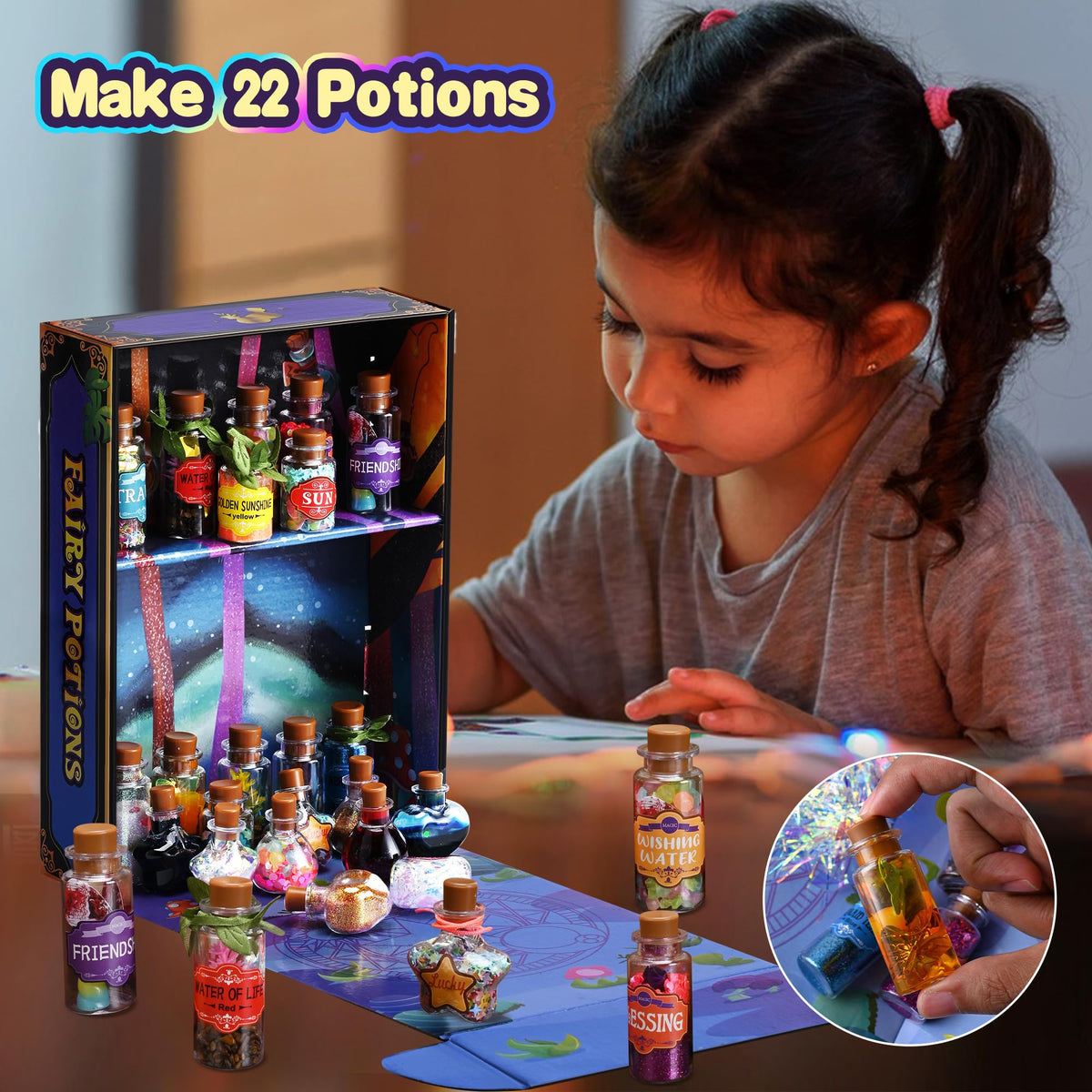 Wothfav Fairy Magic Potion Kit for Kids – 22 Potion Bottles, Creative Craft & Gift Idea