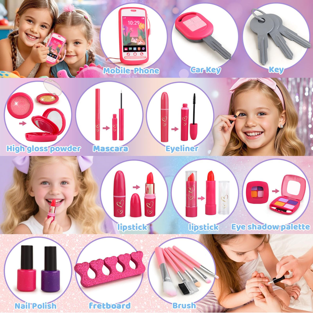 Woumserta Mermaid Pretend Makeup for Toddlers – Play Makeup Kit for Girls Aged 3–5