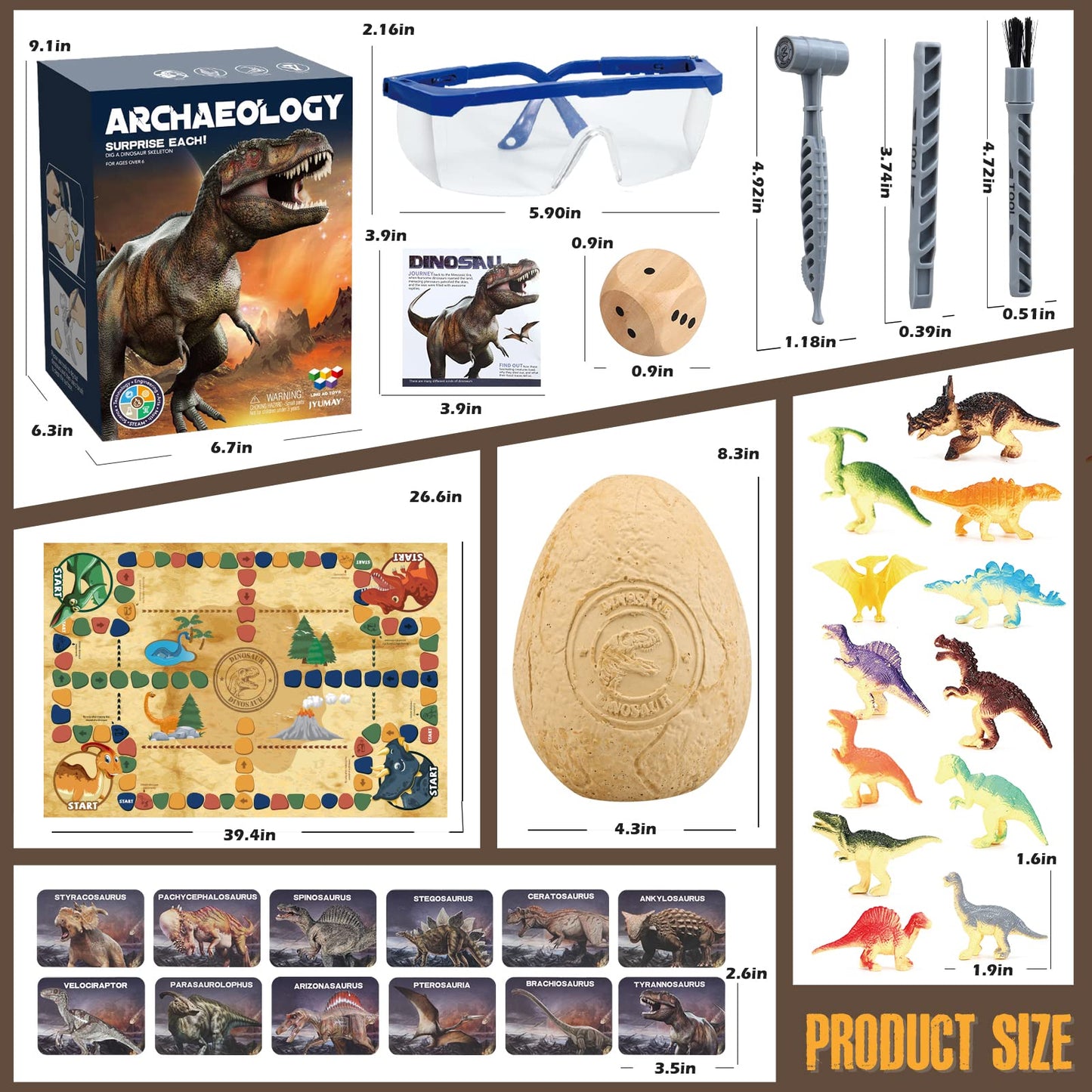 Woumserta Jumbo Dino Egg Dig Kit – Dinosaur Excavation Toy for Kids 6+