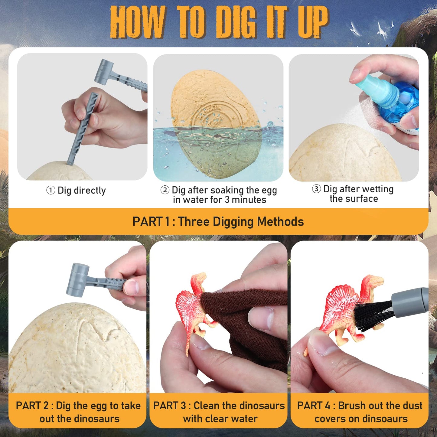 Woumserta Jumbo Dino Egg Dig Kit – Dinosaur Excavation Toy for Kids 6+