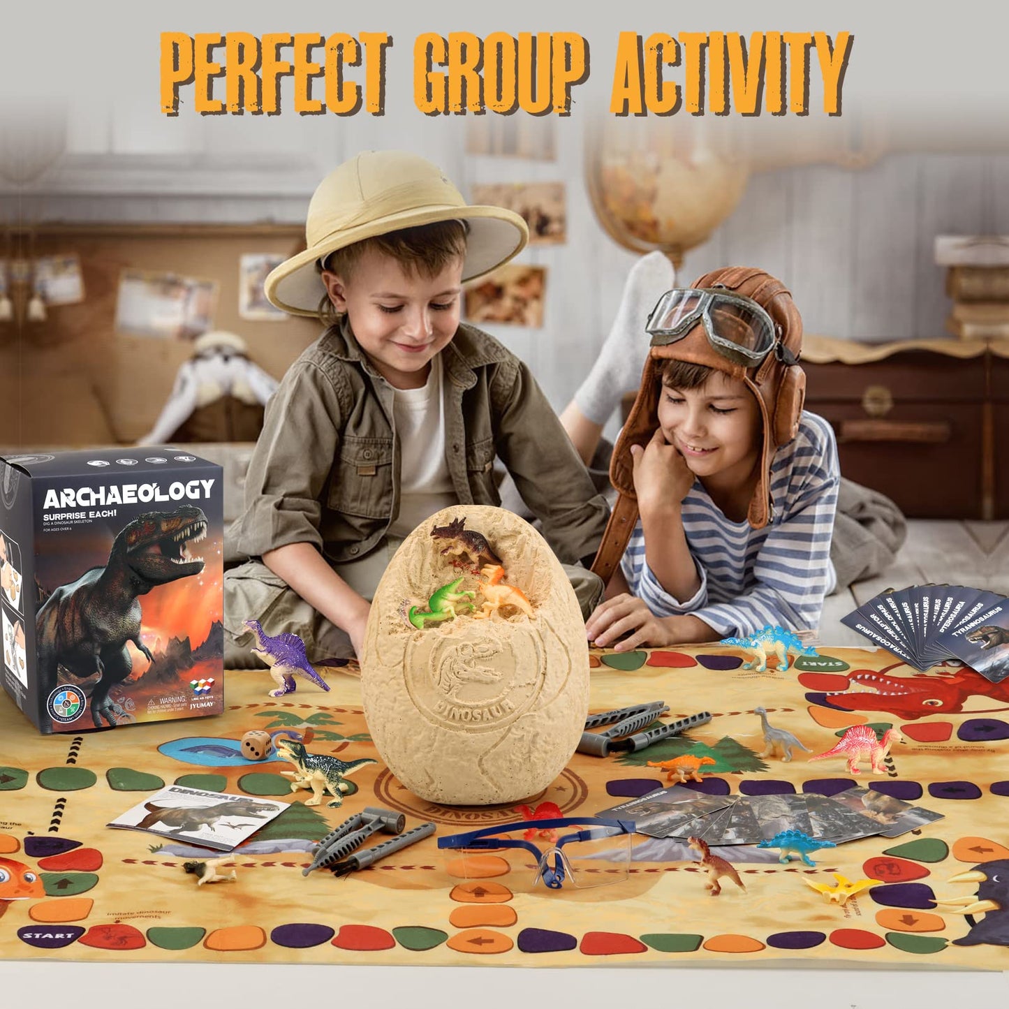 Woumserta Jumbo Dino Egg Dig Kit – Dinosaur Excavation Toy for Kids 6+