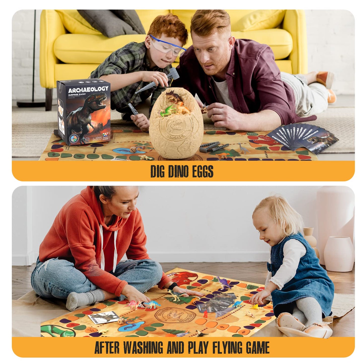 Woumserta Jumbo Dino Egg Dig Kit – Dinosaur Excavation Toy for Kids 6+