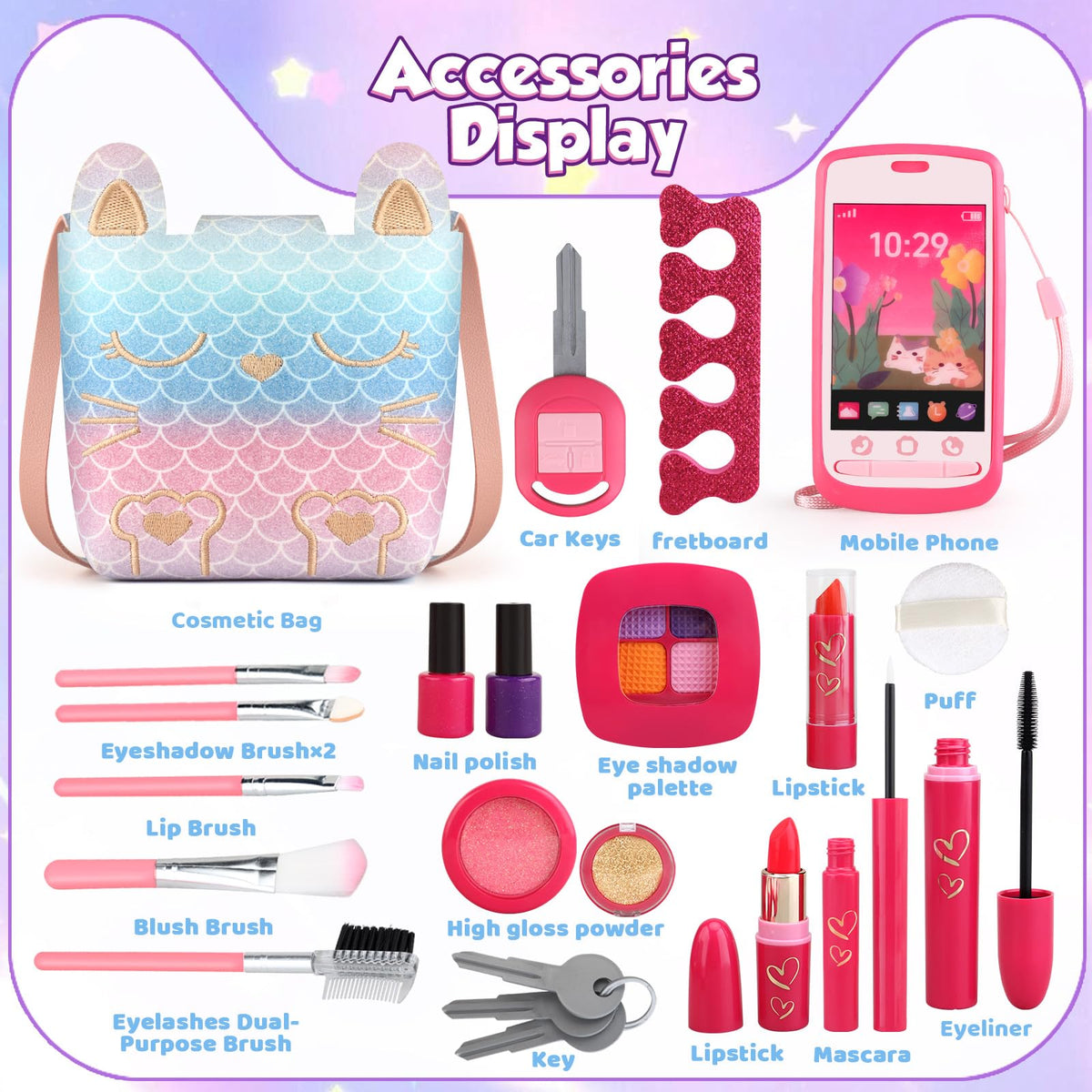 Woumserta Mermaid Pretend Makeup for Toddlers – Play Makeup Kit for Girls Aged 3–5