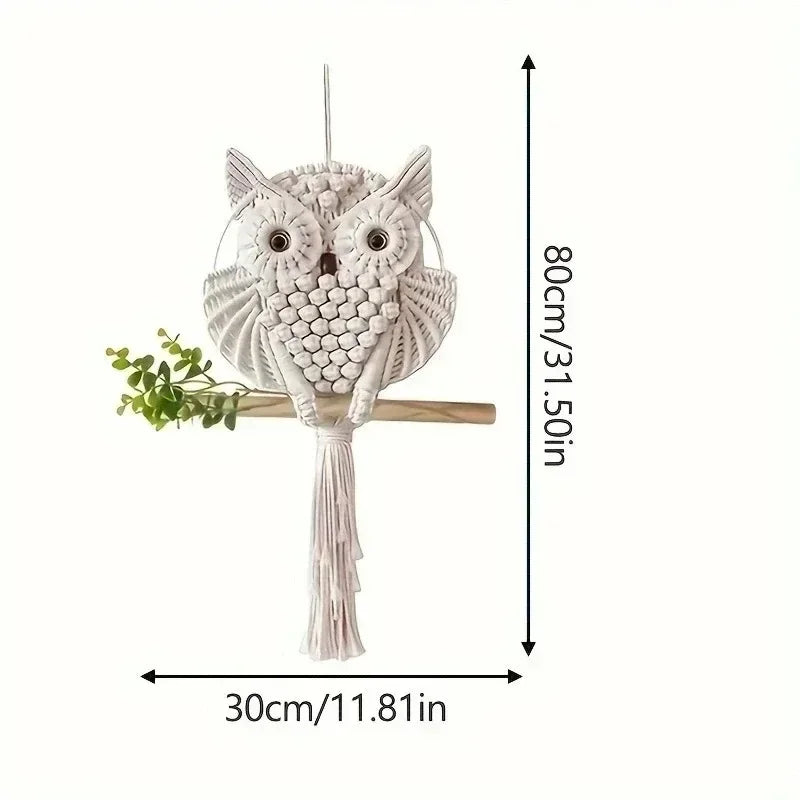 Woven Owl Macrame Wall Hanging – Boho Handmade Home Decor